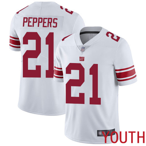 Youth New York Giants #21 Jabrill Peppers White Vapor Untouchable Limited Player Football NFL Jersey